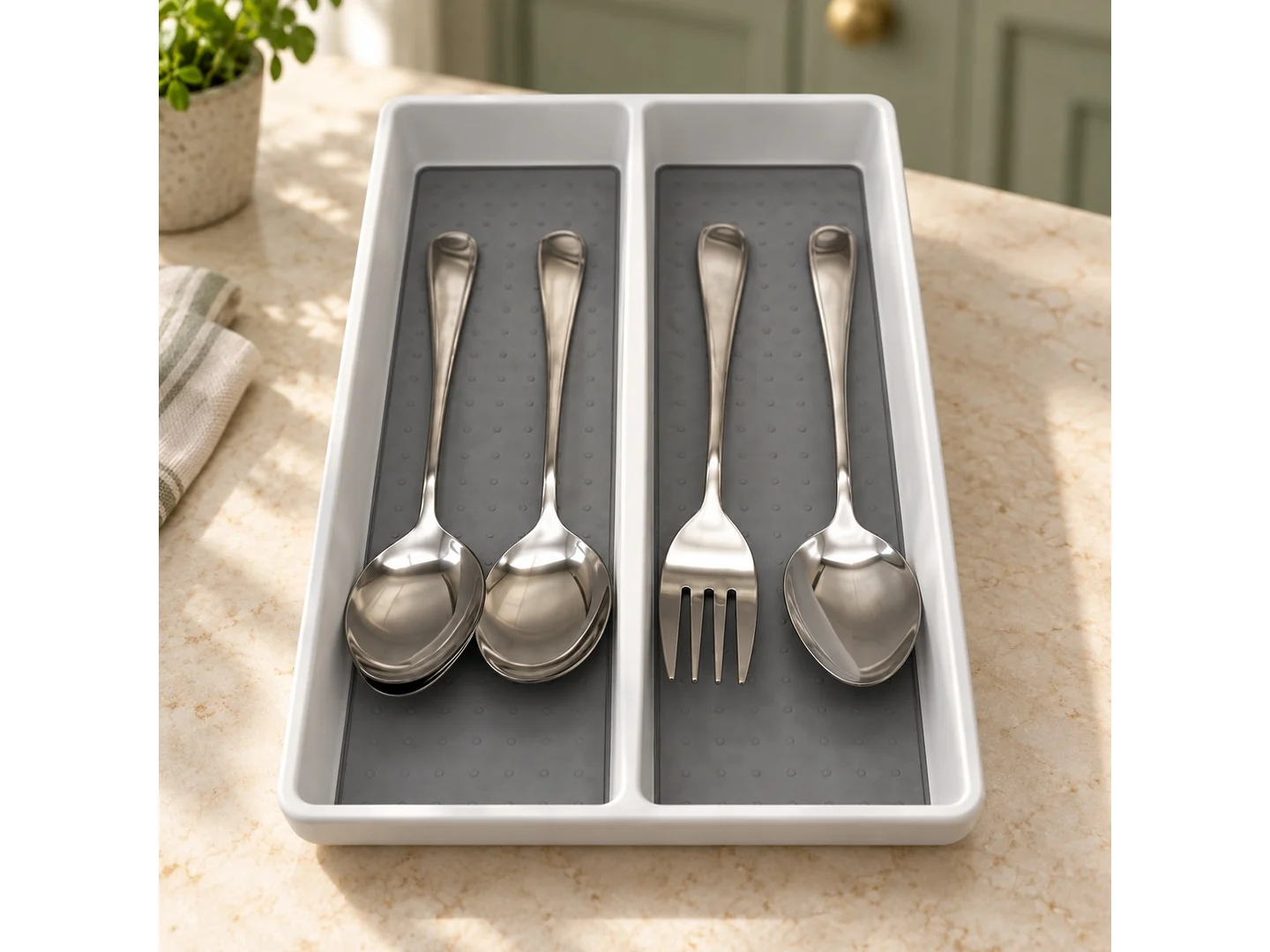 Two-Section Cutlery Tray
